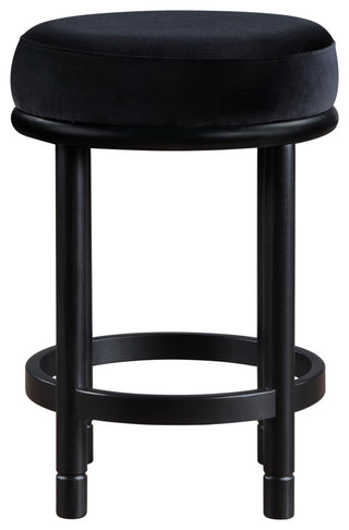 Monette Upholstered Bar and Counter Stool, Black, Velvet, Black Finish