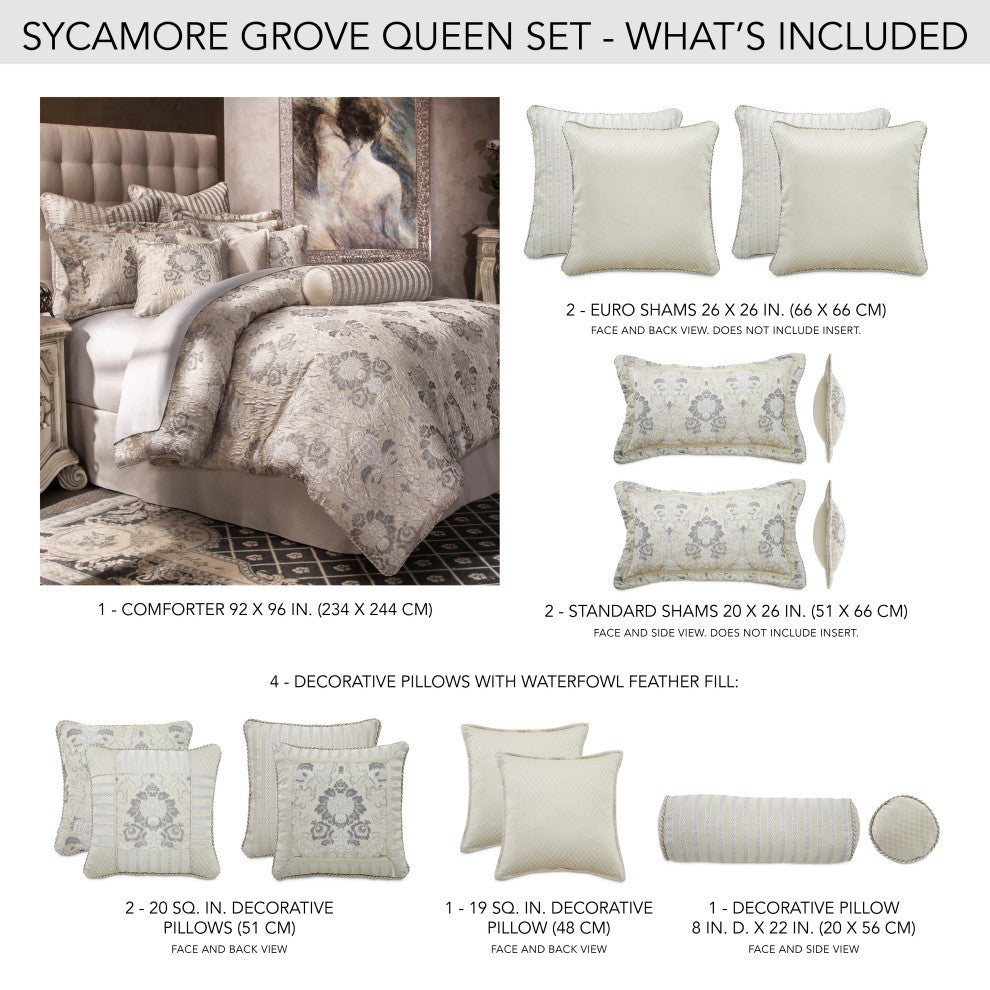 Sycamore Grove 9-Piece Queen Comforter Set - Silver