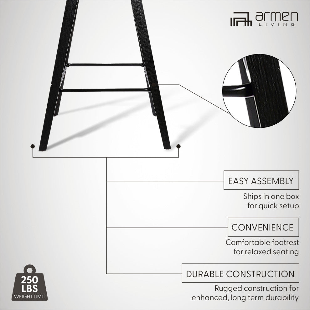 Fox 28.5" Mid-Century Bar Height Barstool, Gray Faux Leather