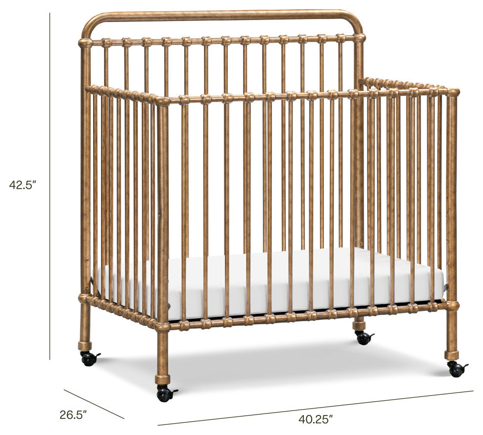 Winston 4-in-1 Convertible Mini Crib, Vintage Gold