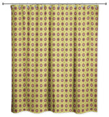 Pixel Floral Pattern in Mustard Yellow  Shower Curtain
