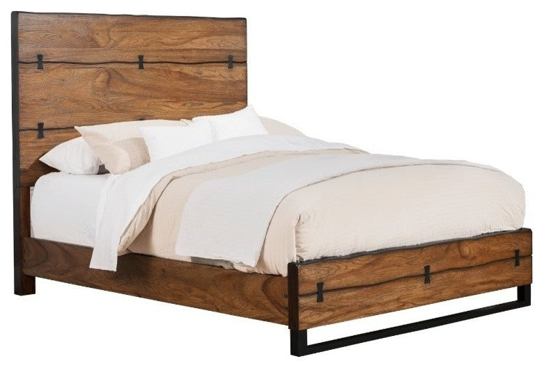 Mahogany Wood Queen Panel Bed With Headboard Brown