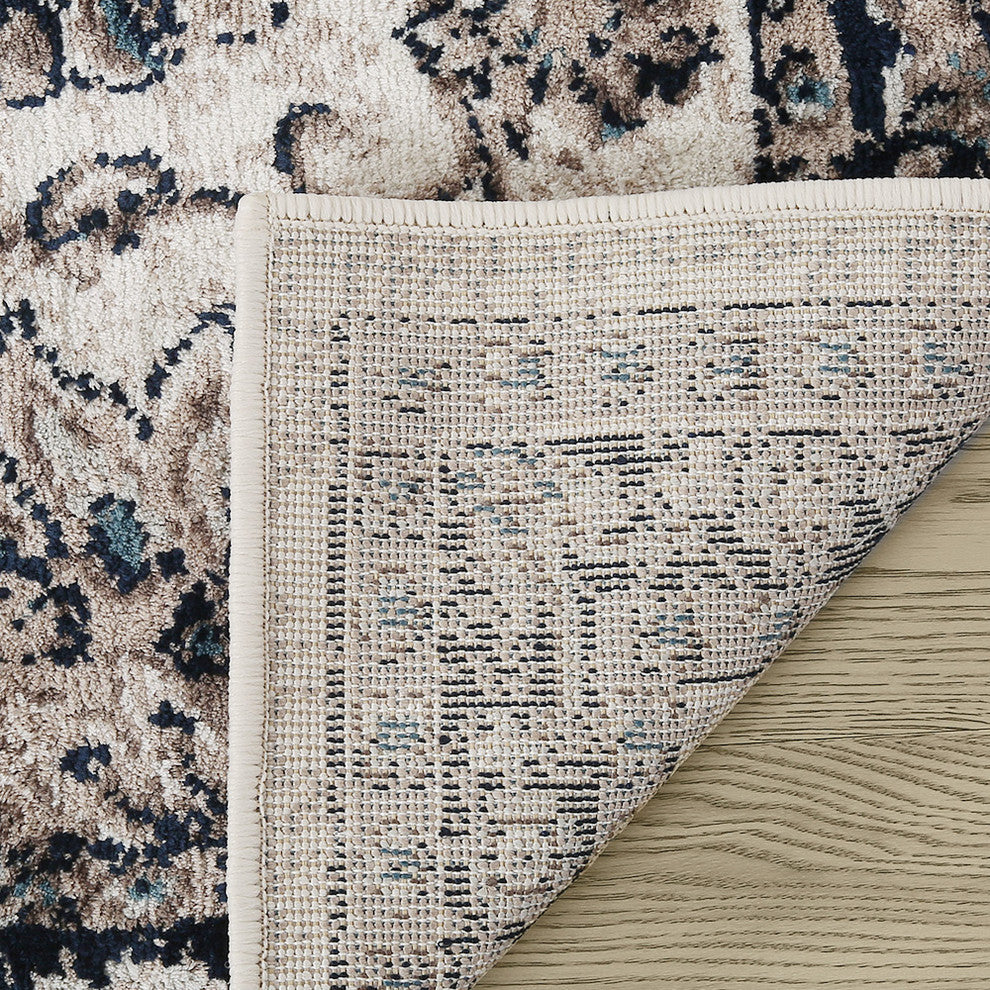 LNC Indoor Vintage Distressed Polyester Mat Area Rug for Living Room, 8' X 10'