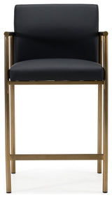 Modrest Custer Modern Black Vegan Leather + Brass Counter Chair