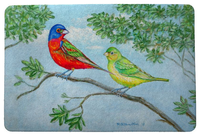 Betsy Drake Pair of Buntings Door Mat 18x26