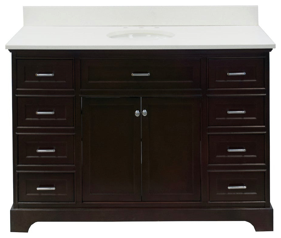 Aria 60" Bathroom Vanity, Chocolate, Quartz, Single Vanity