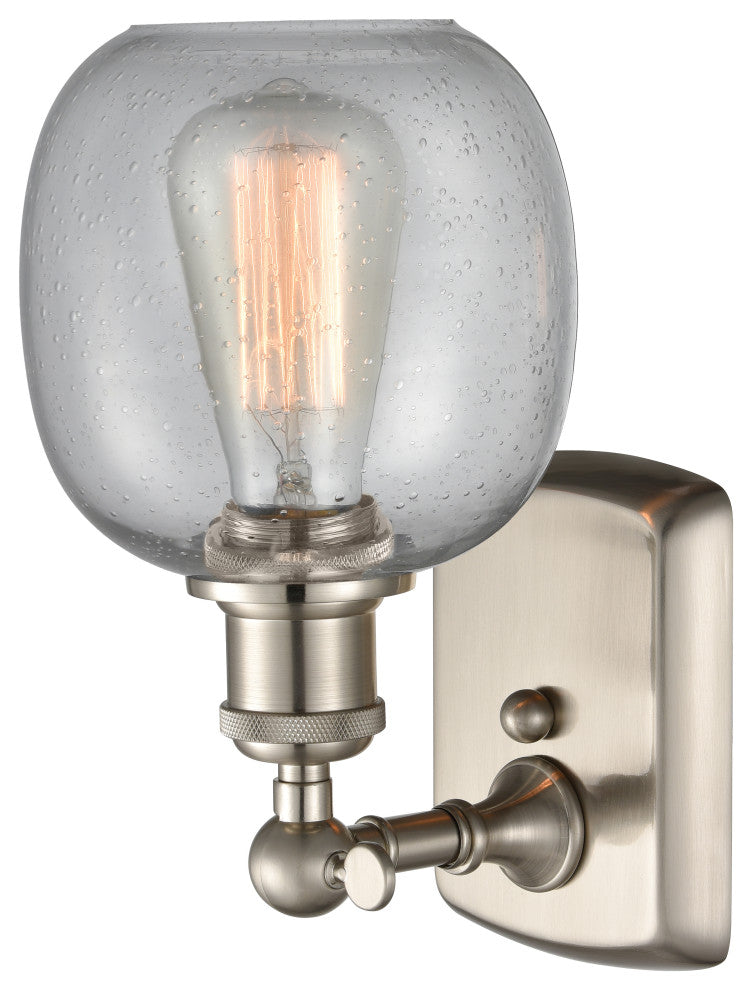 Belfast 1-Light Sconce, Seedy Glass, Satin Brush Nickel