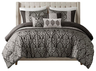 Madison Park Lily 6 Piece Jacquard Comforter Set With Throw Pillows