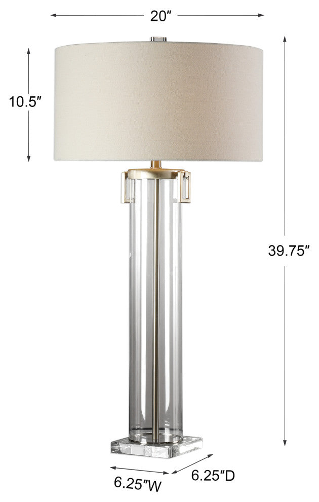 Uttermost Monette Steel Crystal Table Lamp in Brushed Nickel and Off White