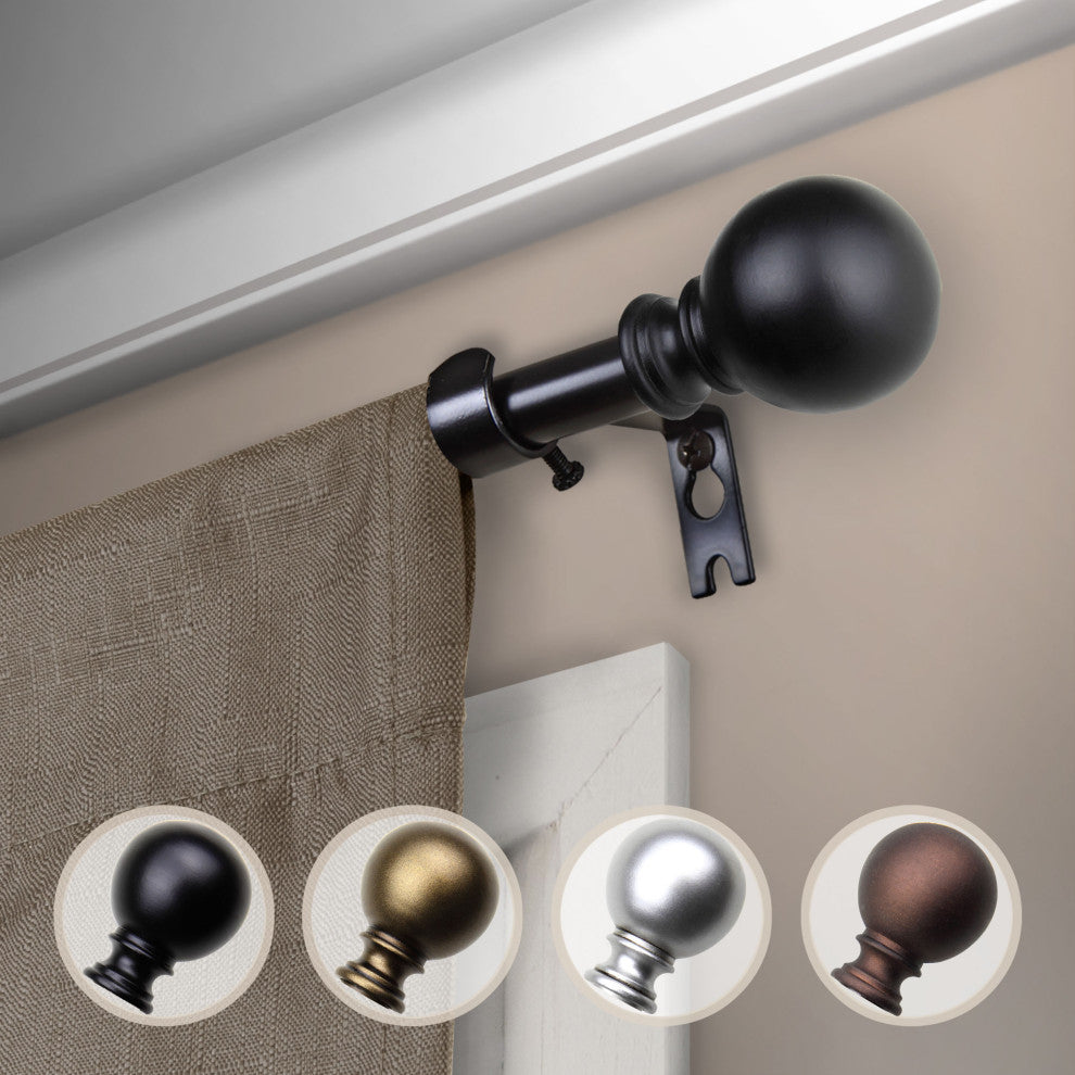 Luna Curtain Rod, Black, 18-28"