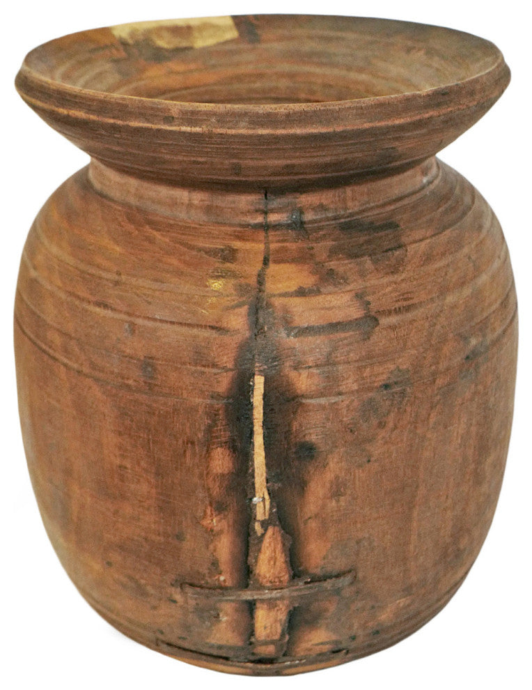 Consigned Old India Wood Pot 23