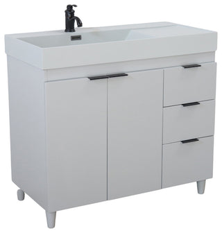 39" Single Sink Vanity, French Gray With Light Gray Composite Granite Top
