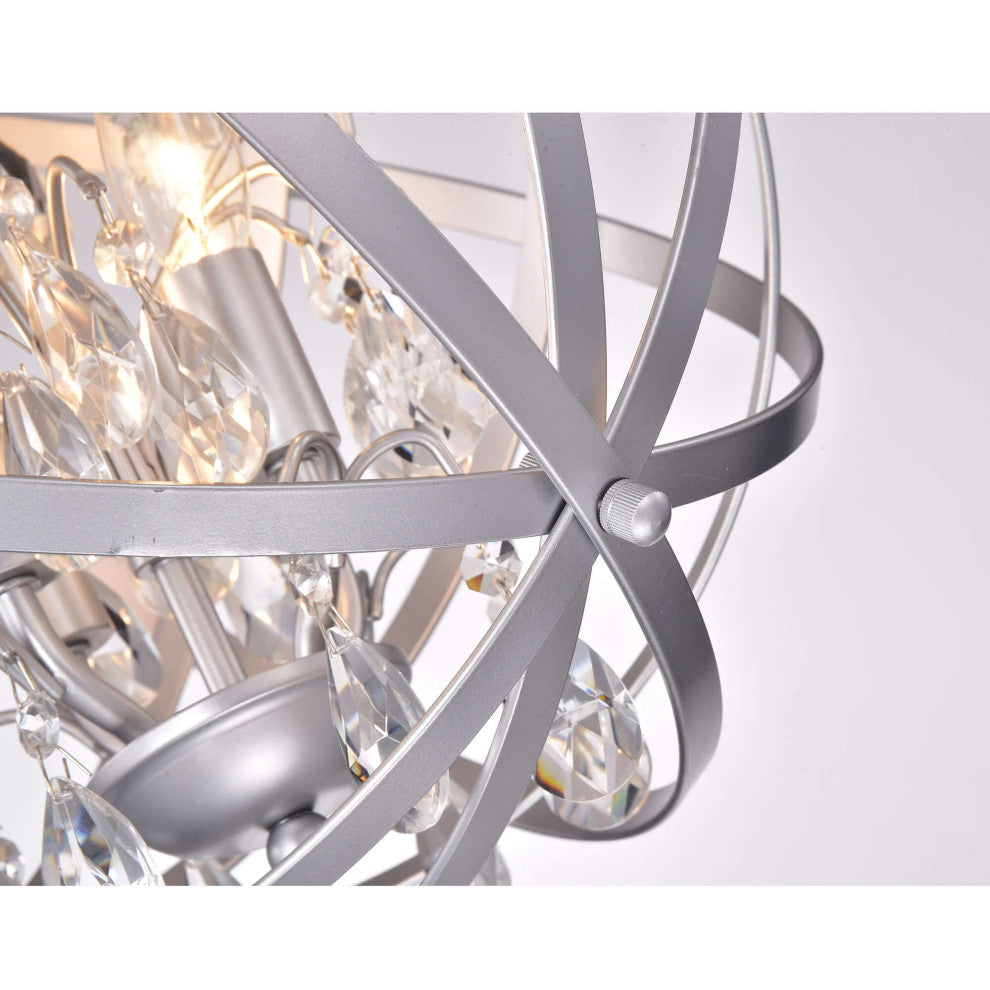 Chloe Matte Silver 4-light Crystal Orb Chandelier