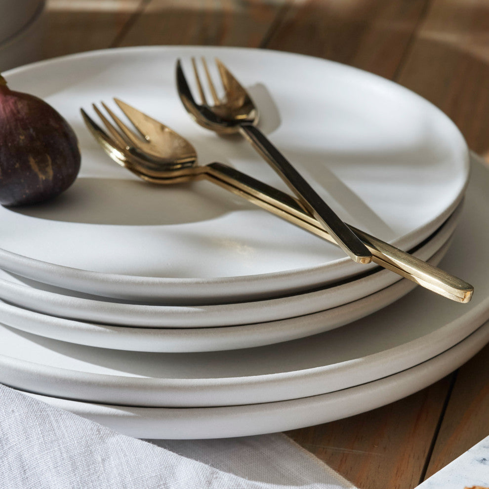 Porto by Stone Lain Macchio Stoneware Dinnerware Set, White Matte, 24-Piece