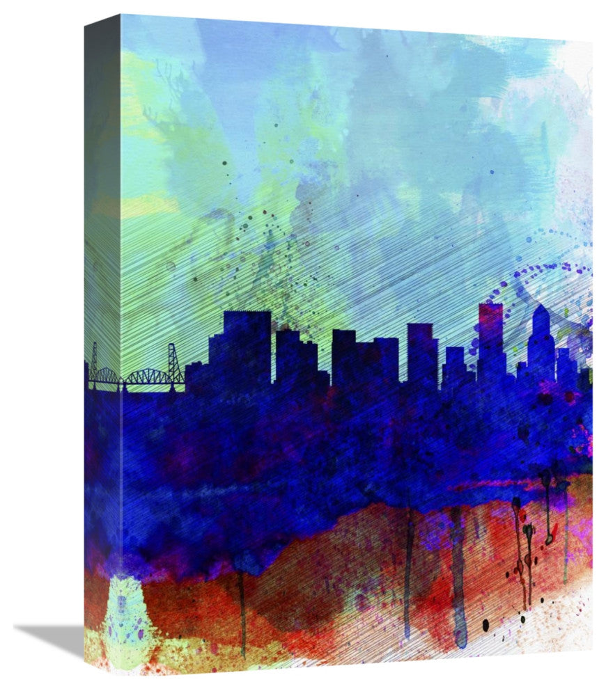 "Portland Watercolor Skyline" Fine Art Print