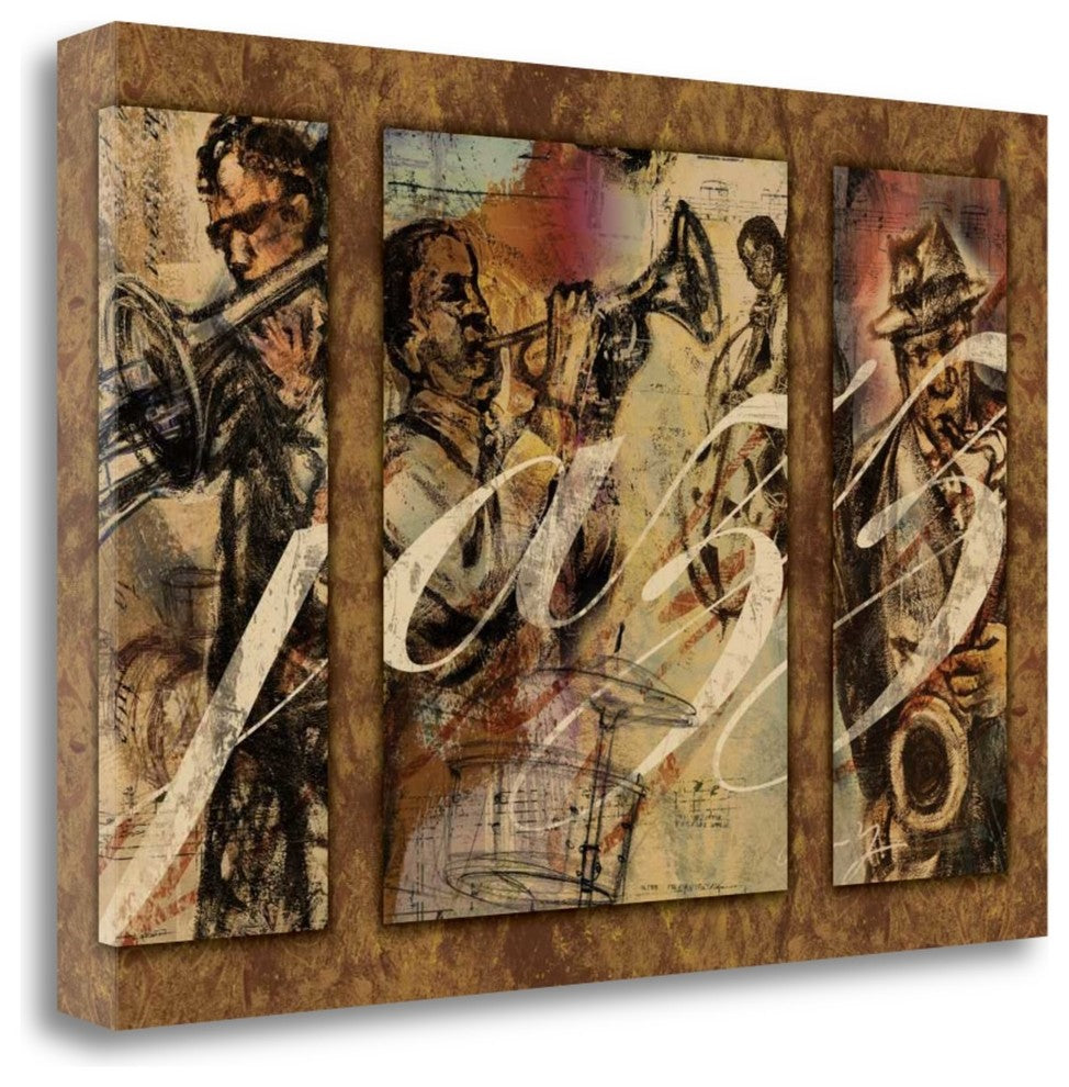 "Jazz - Triptych" By Eric Yang,Ready to Hang Giclee Print on Gallery Wrap Canvas