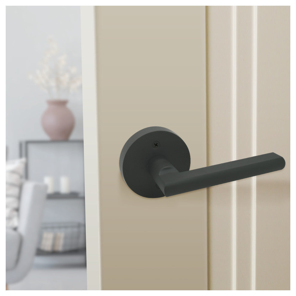 Nuk3y Thor Series Lever Door Handle Round Modern Contemporary Leverset, Matte Bl