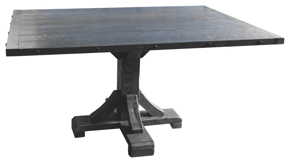 Barnwood Style Timber Peg Pedestal Dining Table, Smokey Gray, 42" X 42"