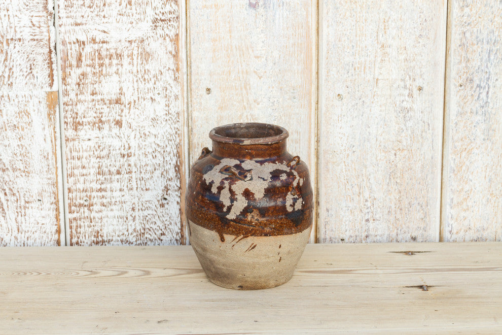 Aged Stoneware Burmese Food Jar
