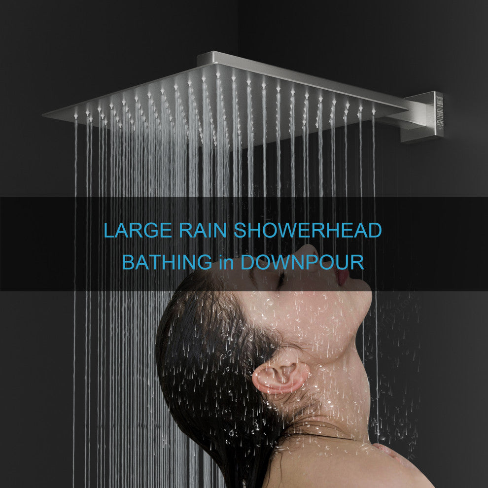 12 in SUS304 Stainless Steel Square Shower Head, Brushed Nickel