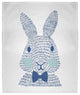 60 x 80 in Monochrome Easter Bunny Throw Blanket, Dark Cobalt Blue