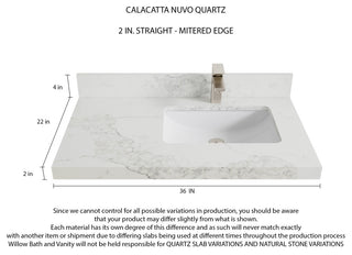 Sonoma 36 Right Offset Reeded  Bath Vanity in Black 2" Calacatta Nuvo