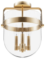 Karloff Brushed Nickel, Clear Glass 3 Light Flush Mount Ceiling Light