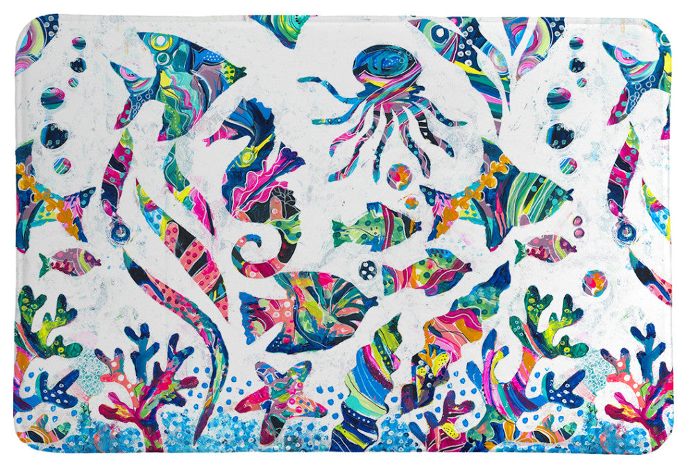 Laural Home Colorful Coastal Memory Foam Rug