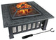 32" Gray Square Charcoal or Wood Burning Fire Pit With Cover