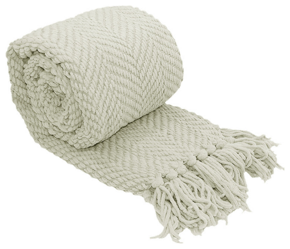 Tweed Knitted Throw Blanket, Oatmeal, 50"x60"