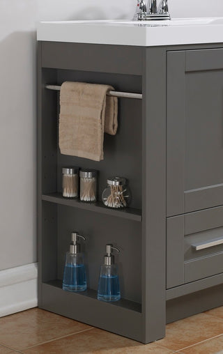 36" Vanity, Slate Gray Finish With White Cultured Top, Basin