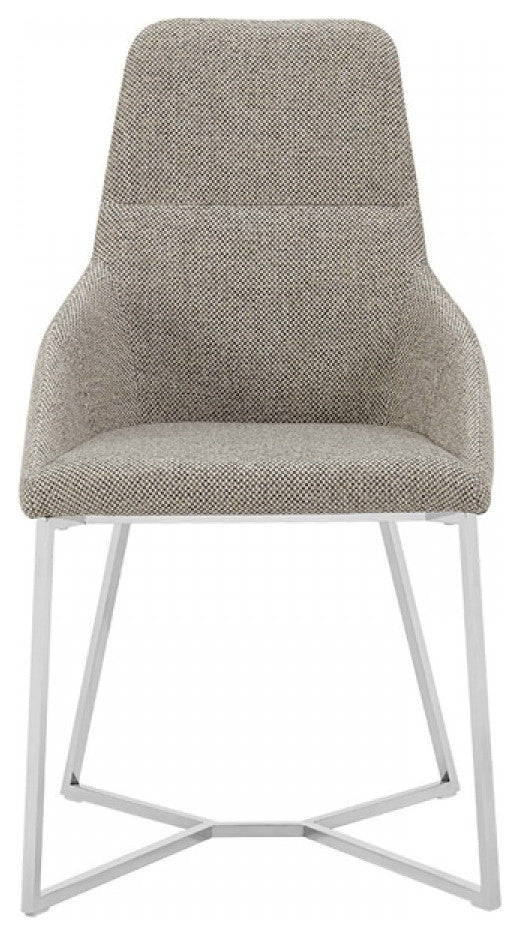 Set of 2 Light Grey and Geo Stainless Steel Dining Chairs