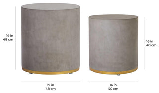 Linea Ring Accent Table Set, Gray and Gold, Slate Gray/Gold Ring