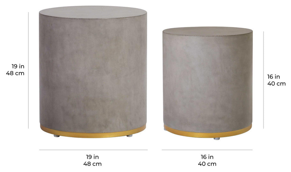 Linea Ring Accent Table Set, Gray and Gold, Slate Gray/Gold Ring