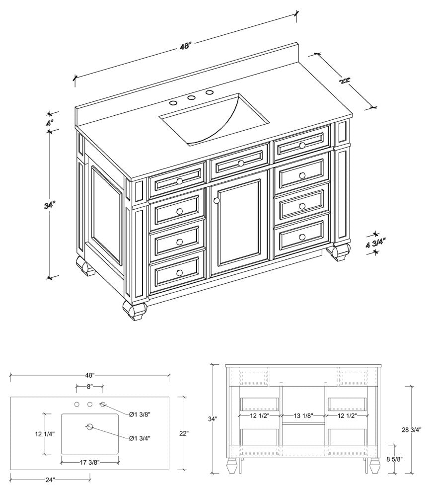Winston Traditional White 48" Single Vanity