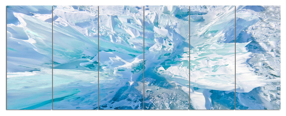Blue Ice Hummocks Baikal, Landscape Canvas Art Print, 70"x28", 6 Panels