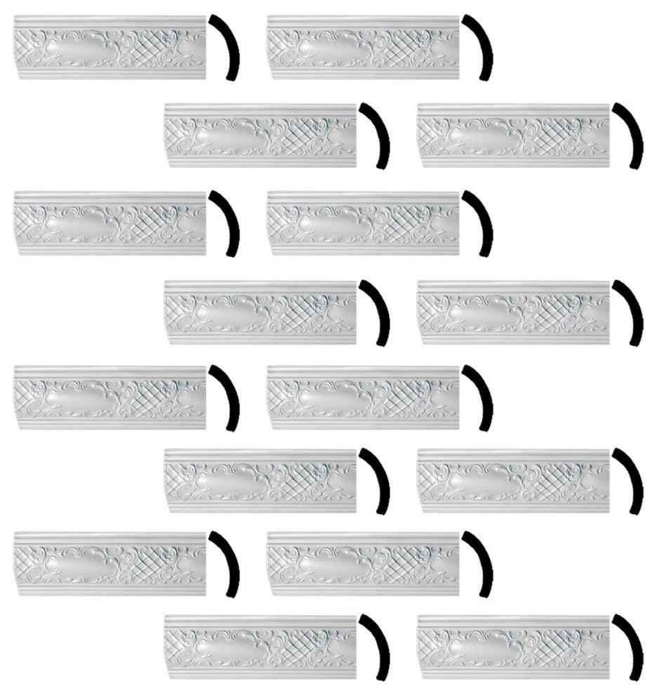 Ornate Cornice White Urethane Brook Design 16 Pieces Totaling 756" Length