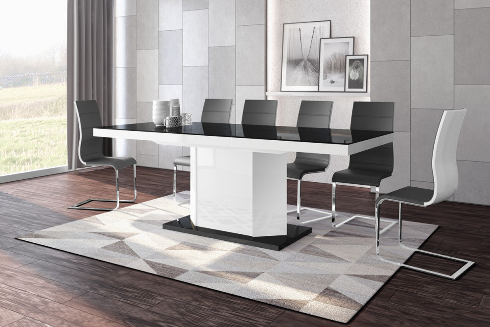 TAMIGO Storage Dining Table, Black/White