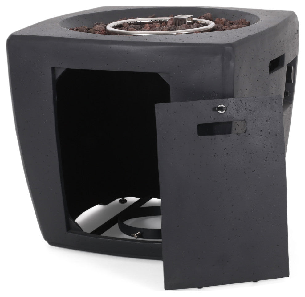 Andreson Outdoor 40,000 BTU Lightweight Concrete Square Fire Pit, Dark Gray