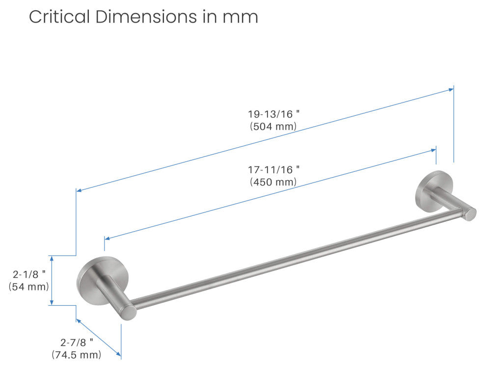 Circular Bathroom 18" Towel Bar, Brushed Nickel