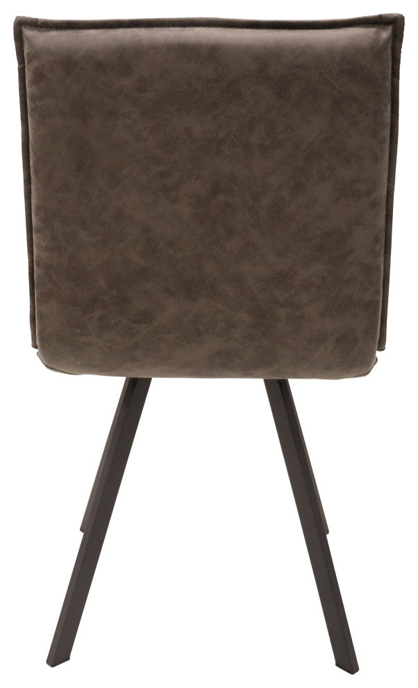 Wesley Modern Leather Dining Chair, Metal Legs Set of 2, Gray