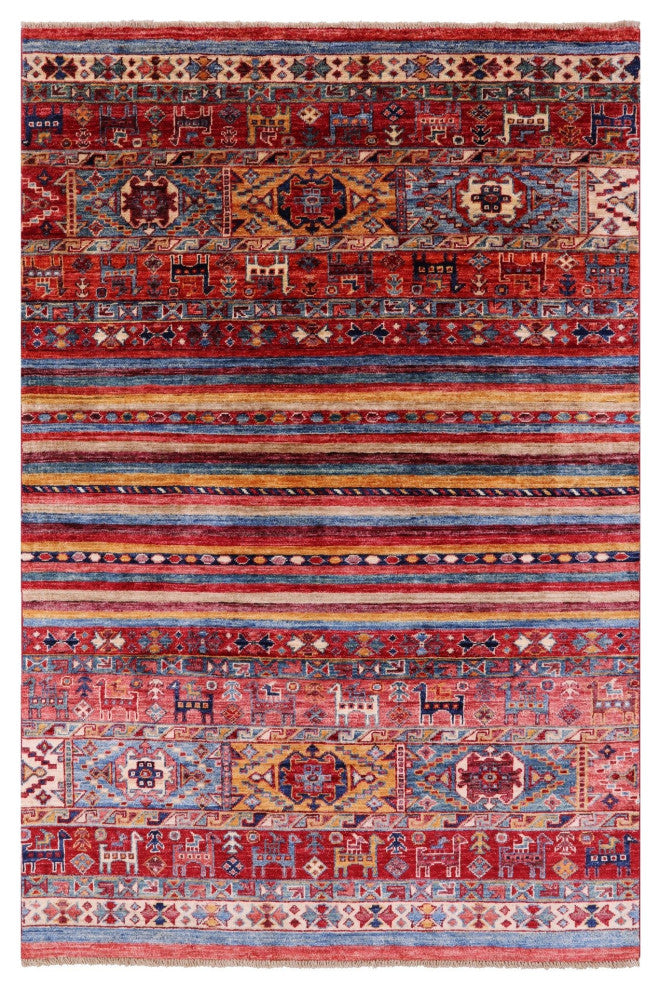 Hand Knotted Tribal Persian Gabbeh Rug 3' 11" X 6' 0" Q8125