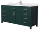 66"SGL Bathroom Vanity Green, White Cult. Marble Countertop, Sink, Nickel Trim