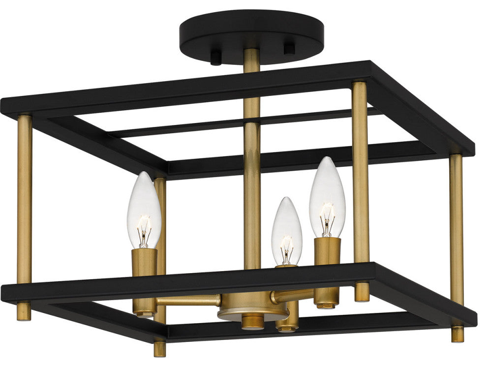 Quoizel KNW1713MBK 3-Light Semi Flush Mount, Kynwyd