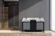 Zilara 60" Black and Grey Double Vanity, Balzani Gun Metal Faucet Set