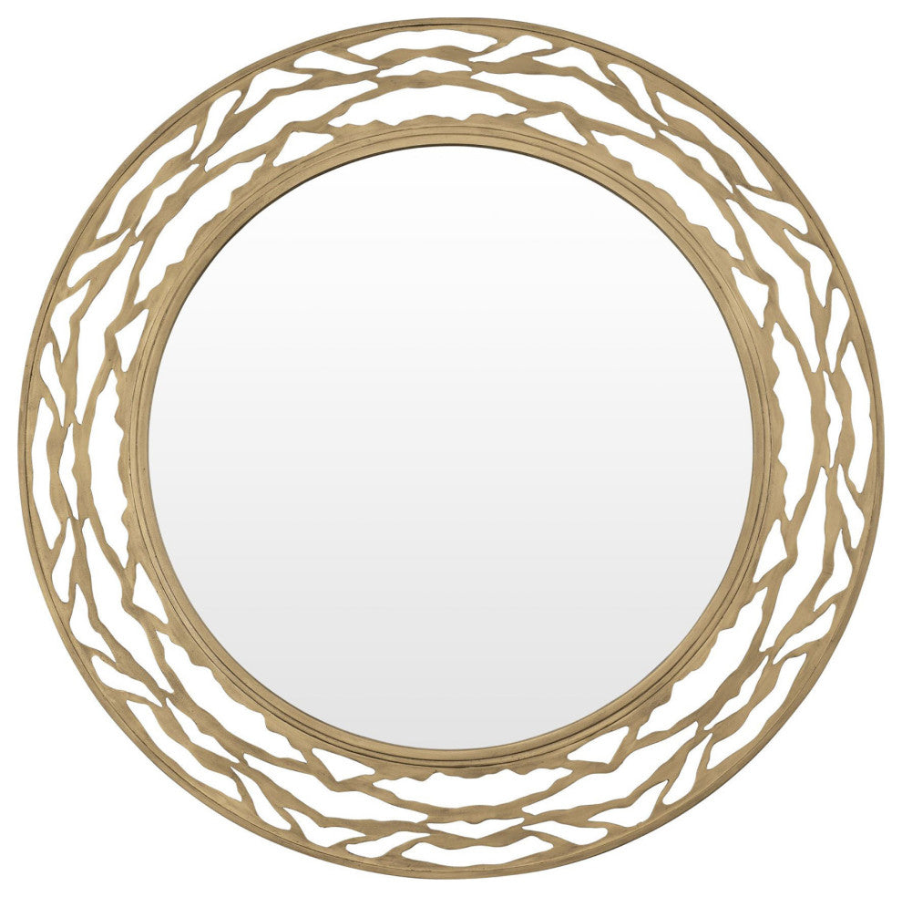 Varaluz 348MI33 Kato 33" Diameter Circular Bathroom Mirror - Havana Gold