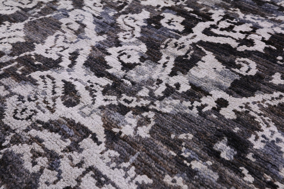 2' 7" X 13' 11" Modern Hand-Knotted Wool and Silk Runner Rug Q10330