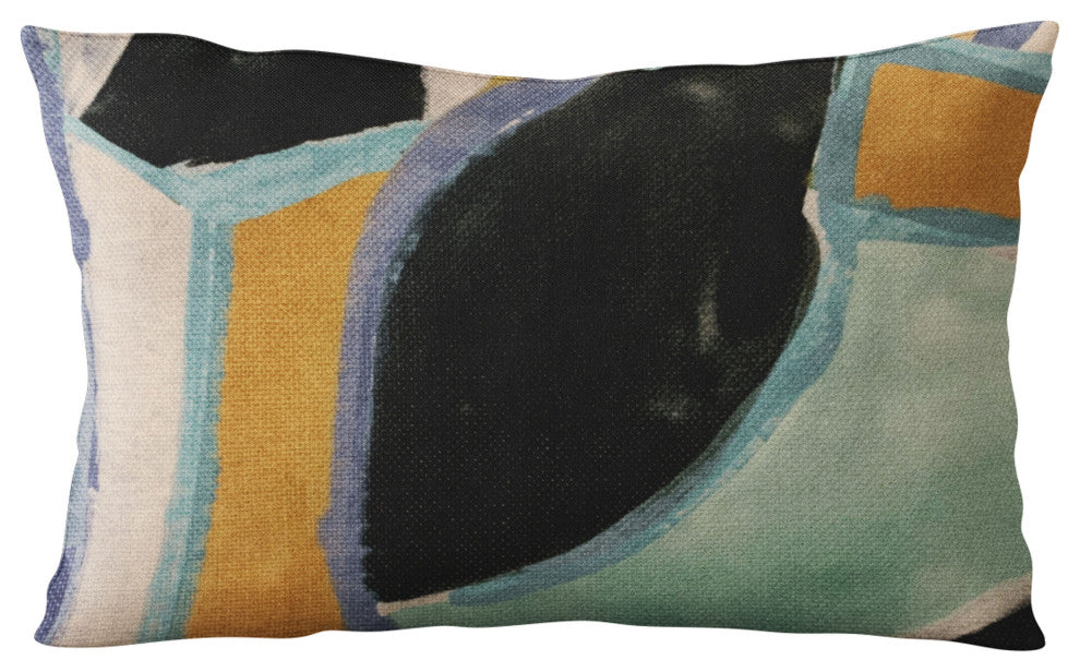 Plutus Blue Modern Print Graphic Print Luxury Throw Pillow, 16"x16"