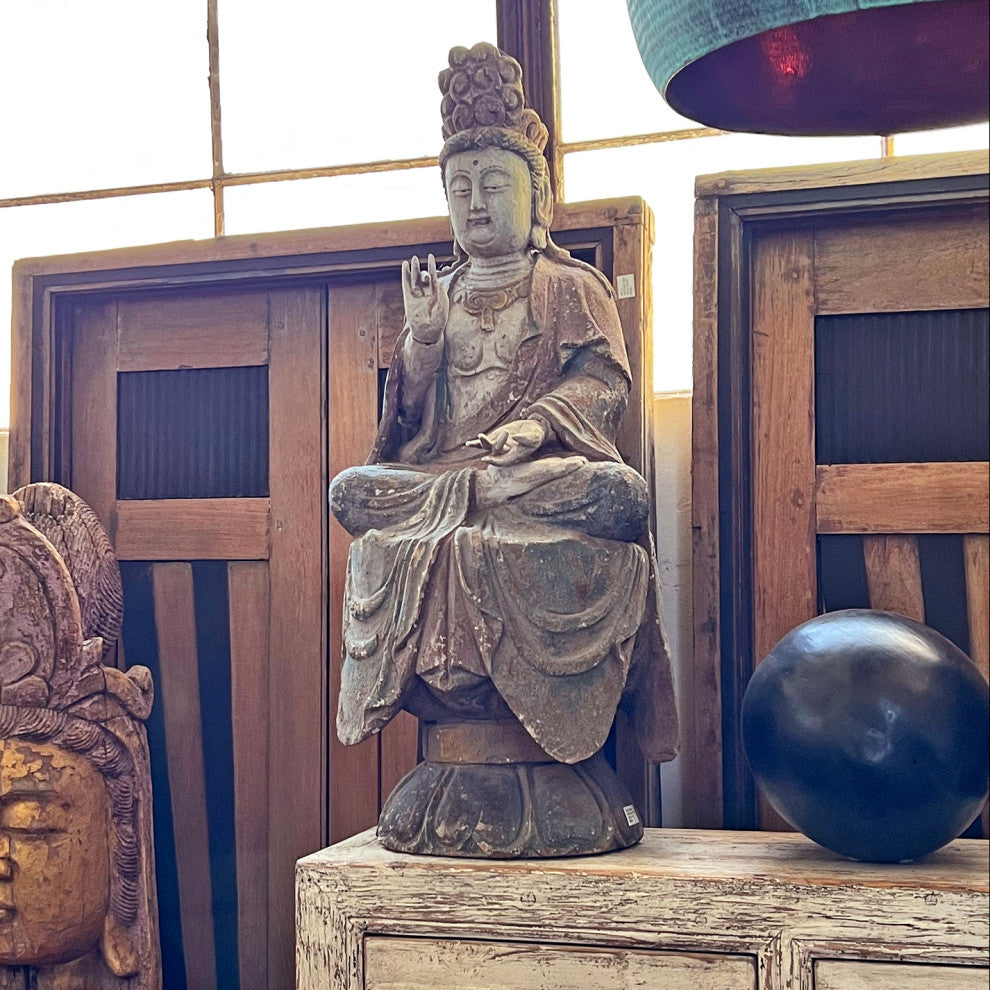 Consigned Sitting Quan Yin Wood Statue