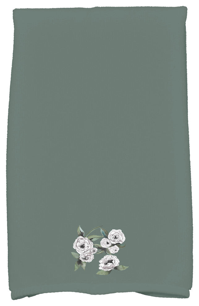 Radiant Rose 18"x30" Green Floral Print Kitchen Towel